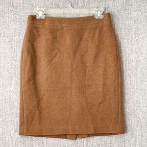 J. Crew Mercantile Women's‎ 2 Brown Wool Blend Back Zip Knee-Length Skirt